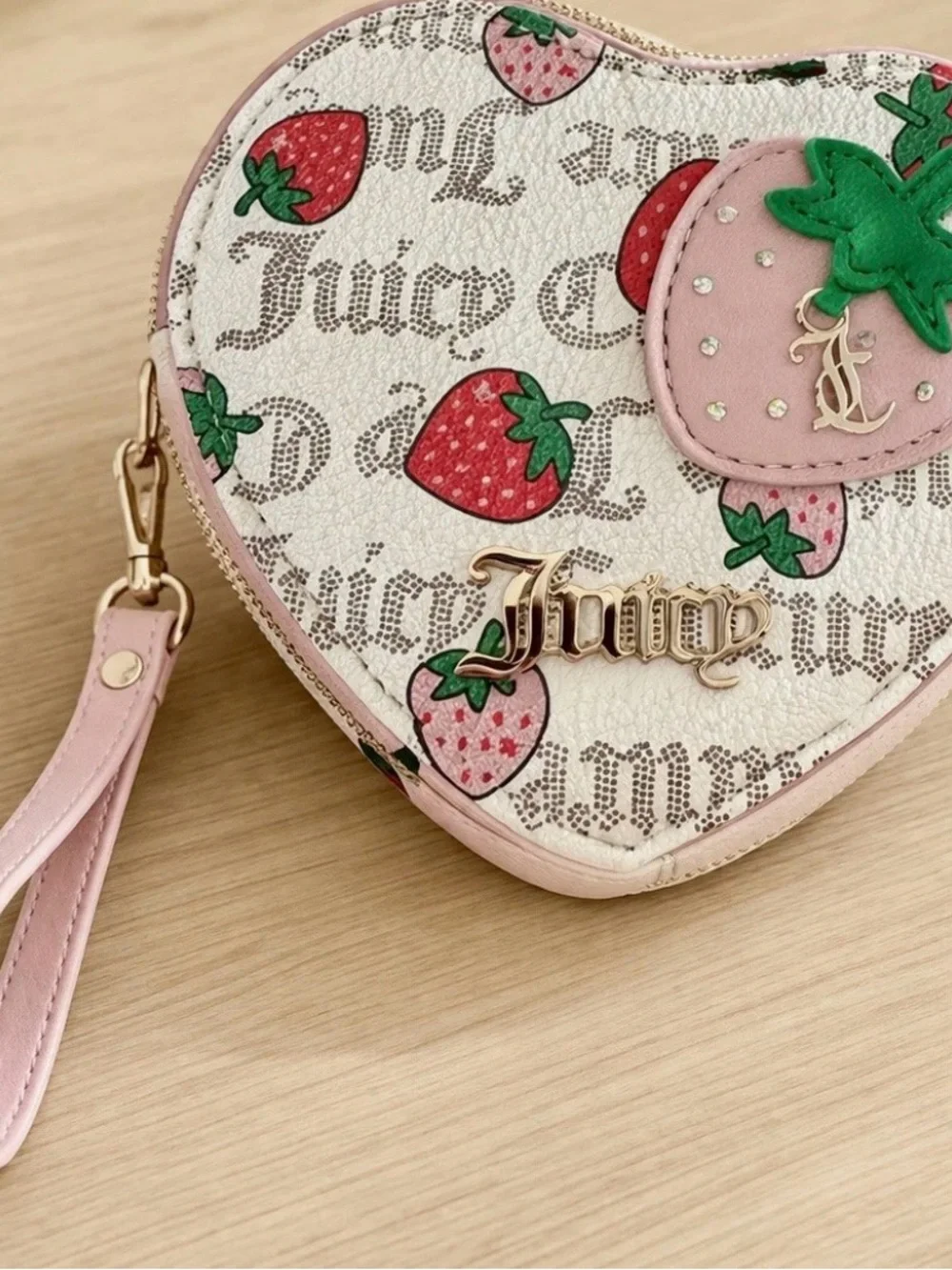 Juicy Couture Freshly Picked Strawberry Satchel W/ Heart Coin Wallet Purse NWT